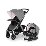 Carrinho de Bebê Travel System 3 em 1 com Cesta de Armazenamento Grande, Assento e Capota Removíveis, Chicco Bravo Trio, Cinza