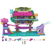 Casa de Bonecas Polly com 2 Mini Bonecas, Carro de Brinquedo, Móveis para Bonecas e 4 Animais de Estimação