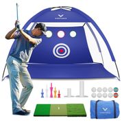 Rede de Treino para Golfe, Inclui Alvos, Tapete Tri -Turf, 10 Bolas de Golfe e Bolsa de Transporte para Ambientes Internos e Externos, Venturix, Azul