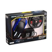 Carrinho com Volante e Pedal Racing Control Midnight Preto e Azul Multikids