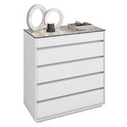 Cômoda Para Quarto 90cm Com Colmeia Organizadora 5 Gavetas Belize C14 Branco - Mpozenato