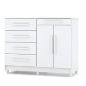 Cômoda para Quarto com Sapateira 2 Portas 4 Gavetas Lírio V02 Branco - Mpozenato