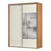 Guarda Roupa Solteiro com Espelho 179cm 2 Portas 100% MDF TW601E Freijó/Off White - Dalla Costa