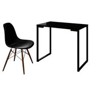 Mesa Escrivaninha Fit 90cm Preto e Cadeira Charles FT1 Preta - Mpozenato