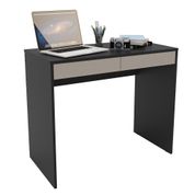 Mesa Para Notebook Computador Escrivaninha 2 Gavetas 90cm Tijuca Preto/Cinza - Politorno