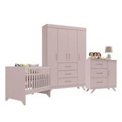 Quarto Infantil Maya Rose Roupeiro Cômoda Berço