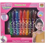 Tattoo Collection com 8 Canetas GEL DM TOYS DMT6571