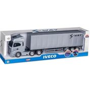 Caminhão Miniatura Iveco Carreta Bau S-WAY Cinza Usual 618