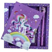 Kit Escolar com Cadeado e Lapis com Acessorio Unicornio SCB63