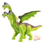 Dinossauro com 3 Cabeças com Som e LUZ Verde DM TOYS DMT5848