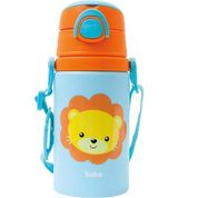 Garrafinha Aluminio com Canudo Animal FUN Leao 400ML Buba 12115