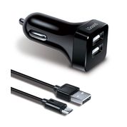 Carregador veicular 2 x USB, 2.4 A + cabo micro USB