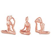 Kit Escultura yoga rose gold em porcelana - 3 peças