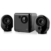 Caixas de Som 2.1 Com Subwoofer 15w RMS Alimentação USB Conexão P2 Controle de Volume e Graves Grafite - SP166 SP166