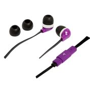 Fone de ouvido tipo earphone com microfone e comandos no cabo  Roxa