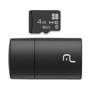 Pen Drive 2 em 1 Leitor USB + Cartão de Memória Classe 4 4GB Preto Multilaser - MC160OUT [Reembalado] MC160OUT