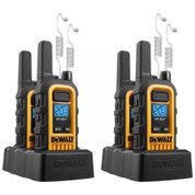 Kit 4 Rádio Walkie Talkie 1W Bidirecionais com 4 Fones de Ouvido, DEWALT DXFRS300