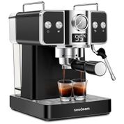 Máquina de Café Expresso de Alta Pressão 20 bar com Bocal de Leite e Tanque de Água Removível de 1,8L, 110V 1000W, SEEDEEM, Preta