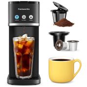 Máquina de Café de Dose Única, para Café Moído e Xícara K com Desligamento Automático, 110V 1000W, Famiworths, Preta