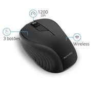 Mouse Sem Fio Wave Conexão Usb 1200dpi 3 Botões Ergonômico Preto - MO212OUT [Reembalado] MO212OUT