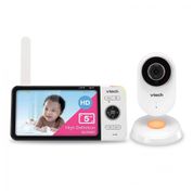 Babá Eletrônica Monitor com Câmera de 12cm HD 720p e APP Alcance de 304M Visão Noturna, VTECH VM818HD, Branco