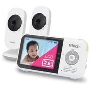 Babá Eletrônica 2 Monitor com 2 Câmeras, Sensor de Temperatura,19 H de Bateria, Alcance de 304M, VTECH VM819 2, Branco