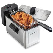 Fritadeira Elétrica Industrial a Óleo 3L com Controle de Temperatura, 1500W, Aço Inox, 110v, HAMILTON BEACH 35032, Cinza