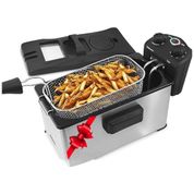 Fritadeira Elétrica Industrial a Óleo 3.5L com Controle de Temperatura, Aço Inox, 110v, ELITE GOURMET EDF 3500, Cinza