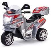 Moto Elétrica Infantil Bateria 6V 3 Rodas com Luzes e Sons, HONEY JOY, Cinza