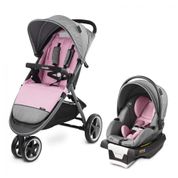 Carrinho de Bebê com Cadeira para Carro Evenflo Gold Verge3, Cinza e Rosa