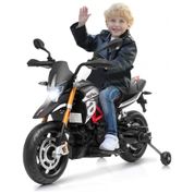 Moto Elétrica Infantil a Bateria 12V com Sons, MP3, e Luzes, Idade Rec 3 a 8 Anos, Costzon, Preto