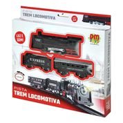 Pista De Trem Locomotiva 2 Vagões Som E Luz Dm toys - 5373