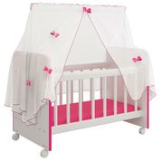 Berço Para Boneca Magia C02 Brinquedo Infantil Branco Rosa - Lyam Decor