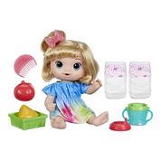 Boneca Bebê com Acessórios - Baby Alive - Hora do Suco - Vestido Azul - Hasbro