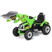 Trator e Escavadeira Elétrica Infantil a Bateria 12V com Buzina e 2 Velocidades, Costzon, Verde
