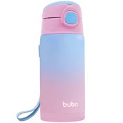 Copo Térmico Parede Dupla Com Canudo Rosa 400ml 15933 -Buba