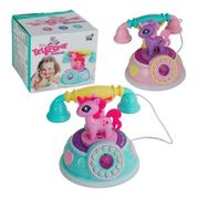 Telefone Antigo Pony Musical Diversas Músicas E Luzes Rosa