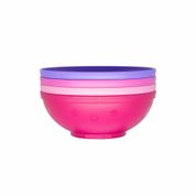 Kit com 4 Pratos Infantis Bowls 500 ml Infanti Rosa e Roxo