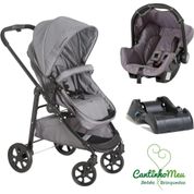 CARRINHO OLYMPUS NEW GRAY (CINZA) + BEBE CONFORTO GRID + BASE - GALZERANO