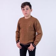 Blusa de Tricô Trabalhado Tricô Kids Caramelo