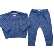 Conjunto de Tricô Théo Trabalhado Azul Jeans