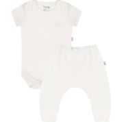 Conjunto de Body Hug Curto Com Calça Saruel Off White