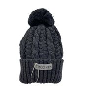 Gorro de Tricô Para Meninos Com Pompom Cinza Escuro