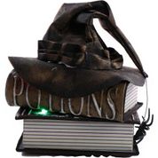 Enfeite Halloween de Terror Decoracao Gotica Livros e Chapeu de Bruxa Feiticeira Mesa Estante e Casa com Som e Luz