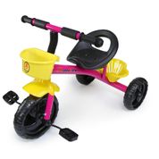 TRICICLO INFANTIL C/ PEDAL E CESTO MEGA COMPRAS ROSA ESCURO