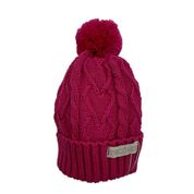 Gorro de Tricô Para Meninas Com Pompom Rosa Forte