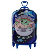 Mochila de Rodinhas 3D Maxtoy Star Wars Grogu Azul Verde