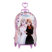 Mochila de Rodinhas 3D Maxtoy Frozen Elsa e Anna Rosa