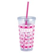 Copo com Canudo Drink 600ml - Rosa