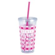 Copo com Canudo Drink 600ml - Rosa